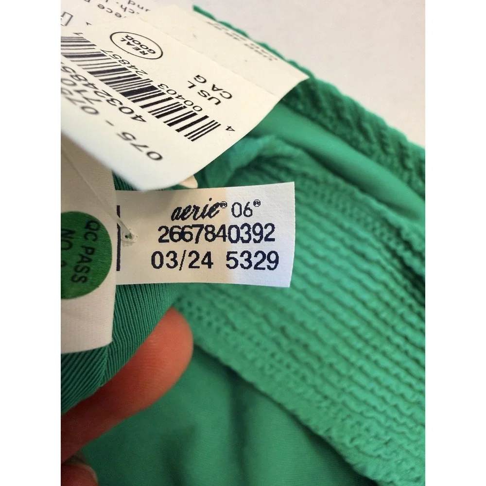 NWT Aerie L Crinkle Birthday Scoop Cheekiest One Piece Jelly Bean Green Swimsuit